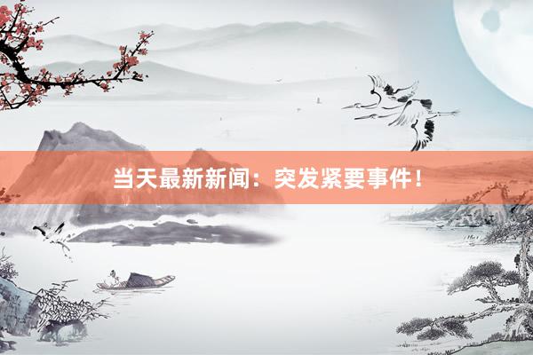 当天最新新闻：突发紧要事件！